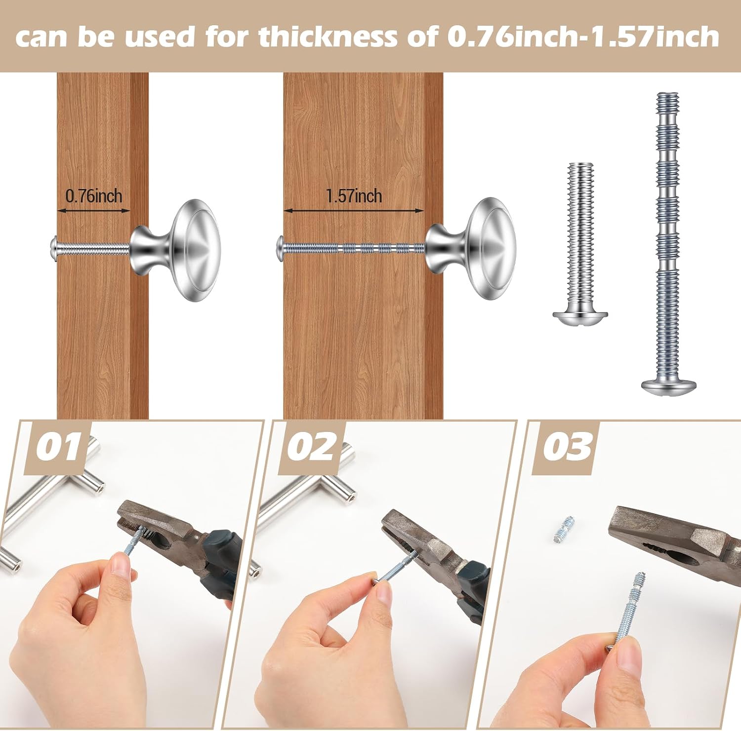 Yookeer 30 Pack Cabinet Pulls and Cabinet Knobs Stainless Steel 5 Inch Kitchen Drawer Pulls 30mm Drawer Knobs with Installation Screws for Dressers Kitchens Cupboard (Silver)