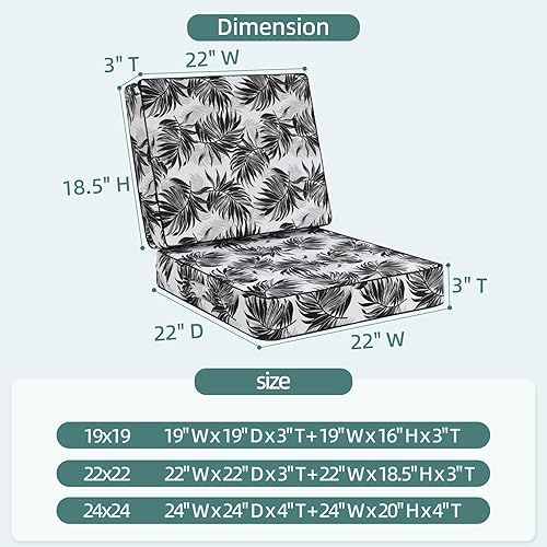 Vista 50 de Favoyard Juego de cojines de asiento profundo para patio, 24 x 24 pulgadas, impermeables, para muebles de patio, con funda extraíble y resistente a