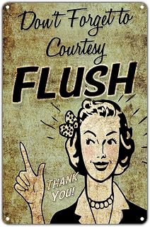 Don't Forget to Flush Courtesy Thank You Restroom Vintage Retro Metal Wall Decor Art Shop Man Cave Bar Sign (Aluminum) 12 x 8 inches
