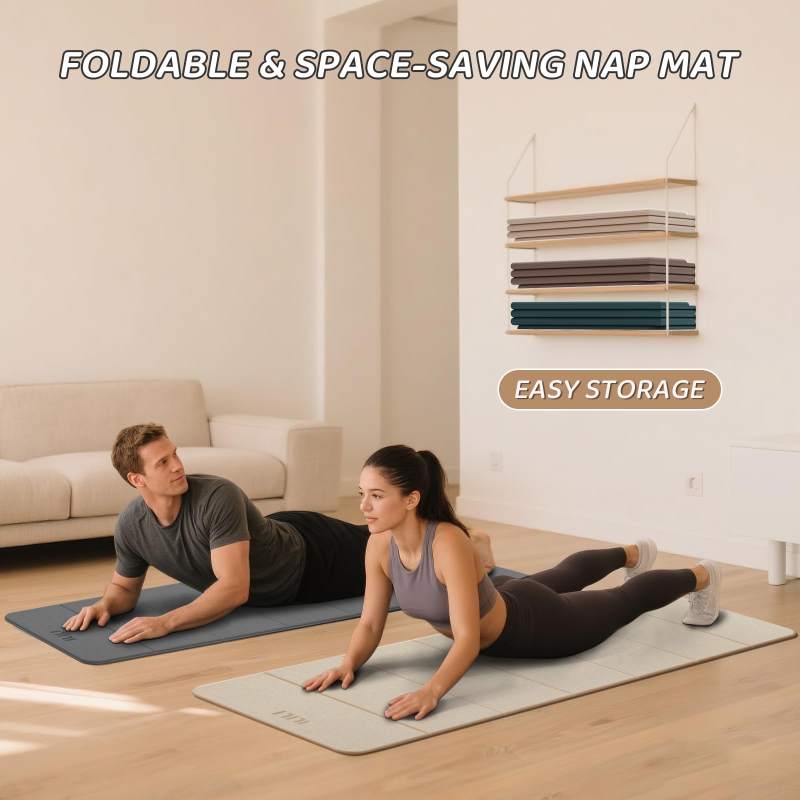 ILILI Tapete de yoga plegable de 71 x 24 x 0.3 pulgadas, tapete antideslizante de TPE para el hogar, impermeable y ligero (2 libras) para gimnasio en casa, pilates y estiramiento, entrenamientos de