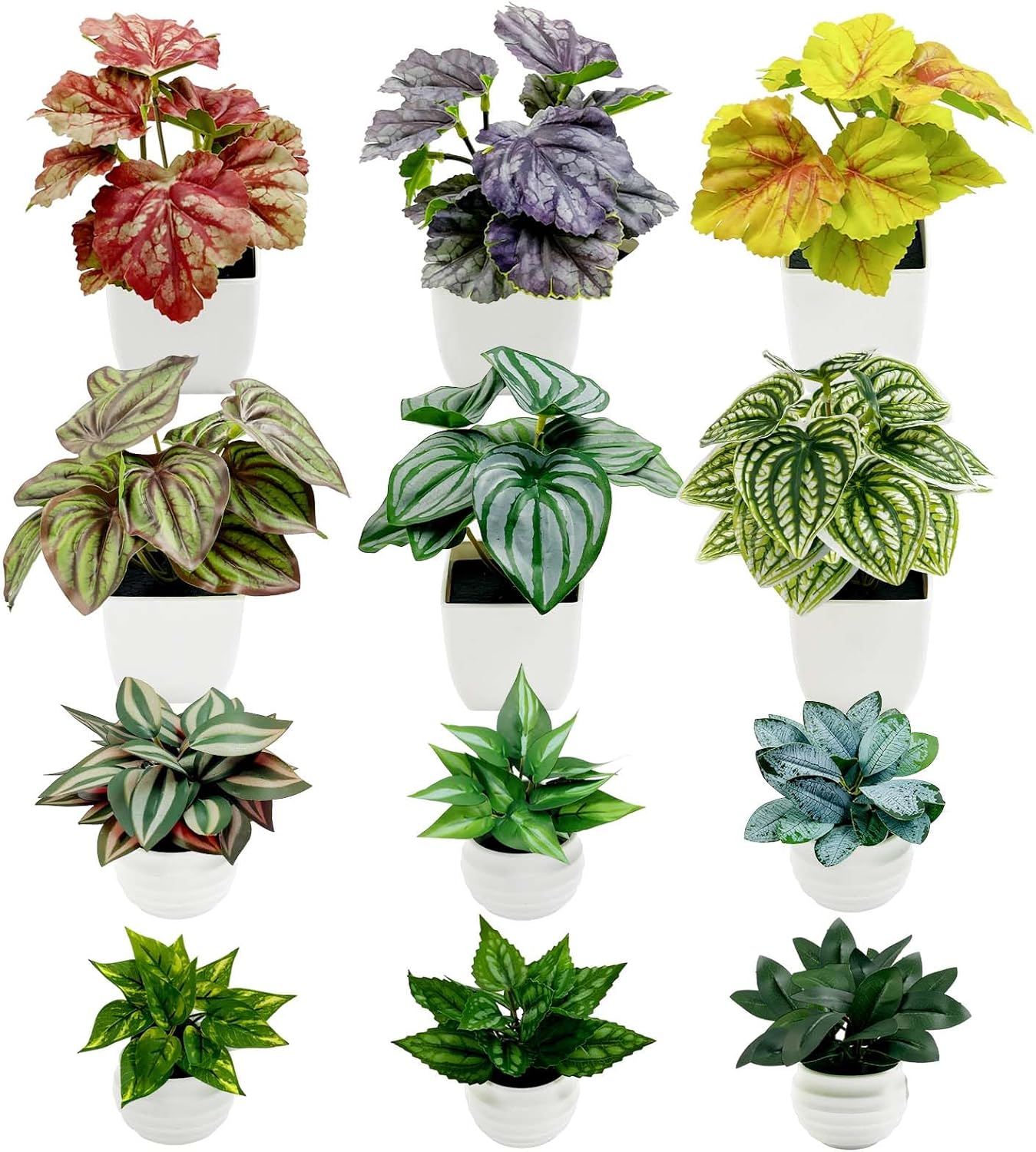 SNAIL GARDEN 12 Pack Small Artificial Plants in Pots, 2 Sises Small Fake Plant for Home Decor, 5.5″ & 3.5″ Mini Potted Plants, Realistic Potted Plant Desk Decor for Office Bathroom