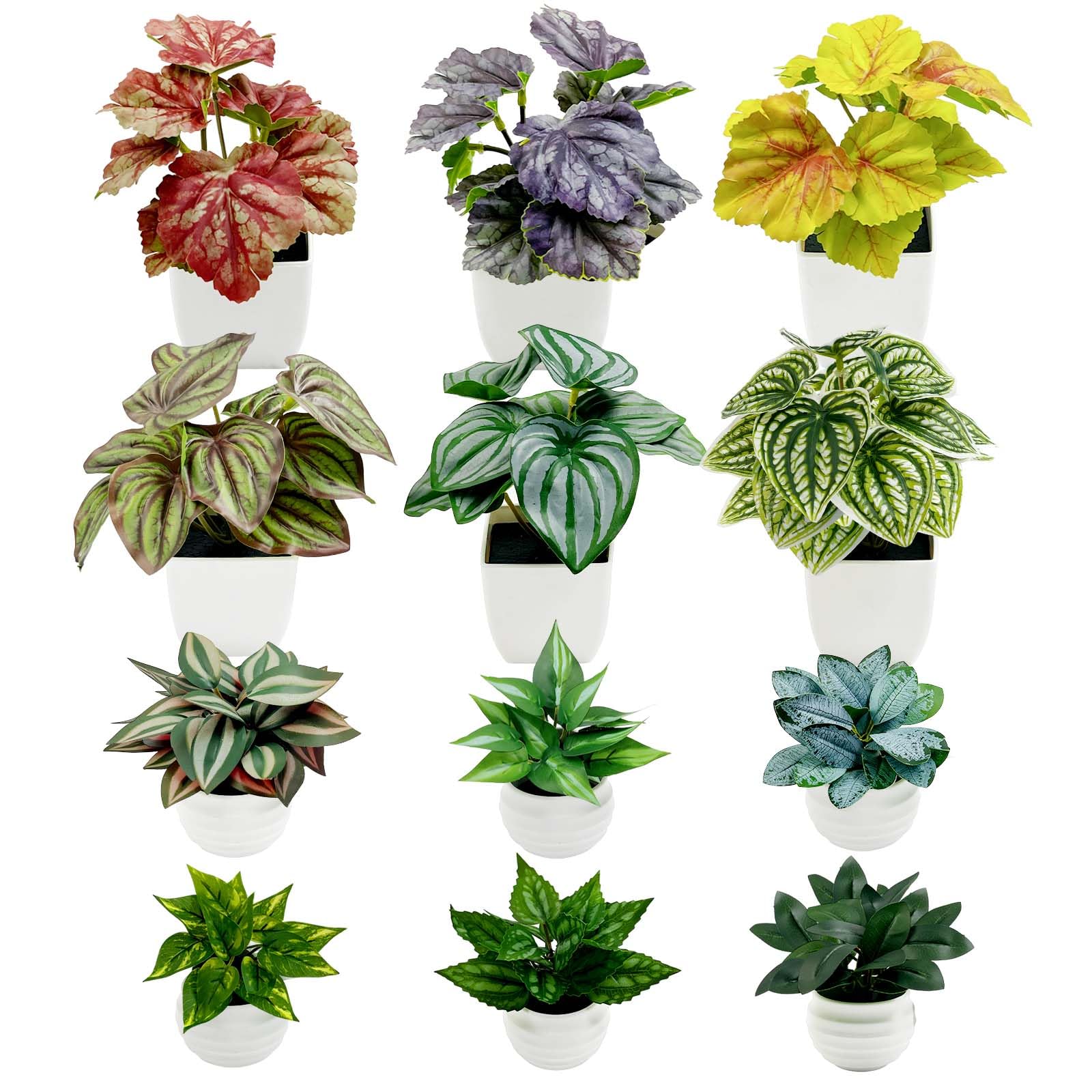 Plantes tropicales artificielles lot de 12 mini plantes sans entretien pour bureau sombre
