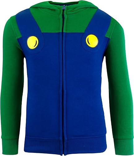 Miniatura 3 de Nintendo Super Mario Bros. Sudaderas con capucha para niños, Mario y Luigi con cremallera para niños