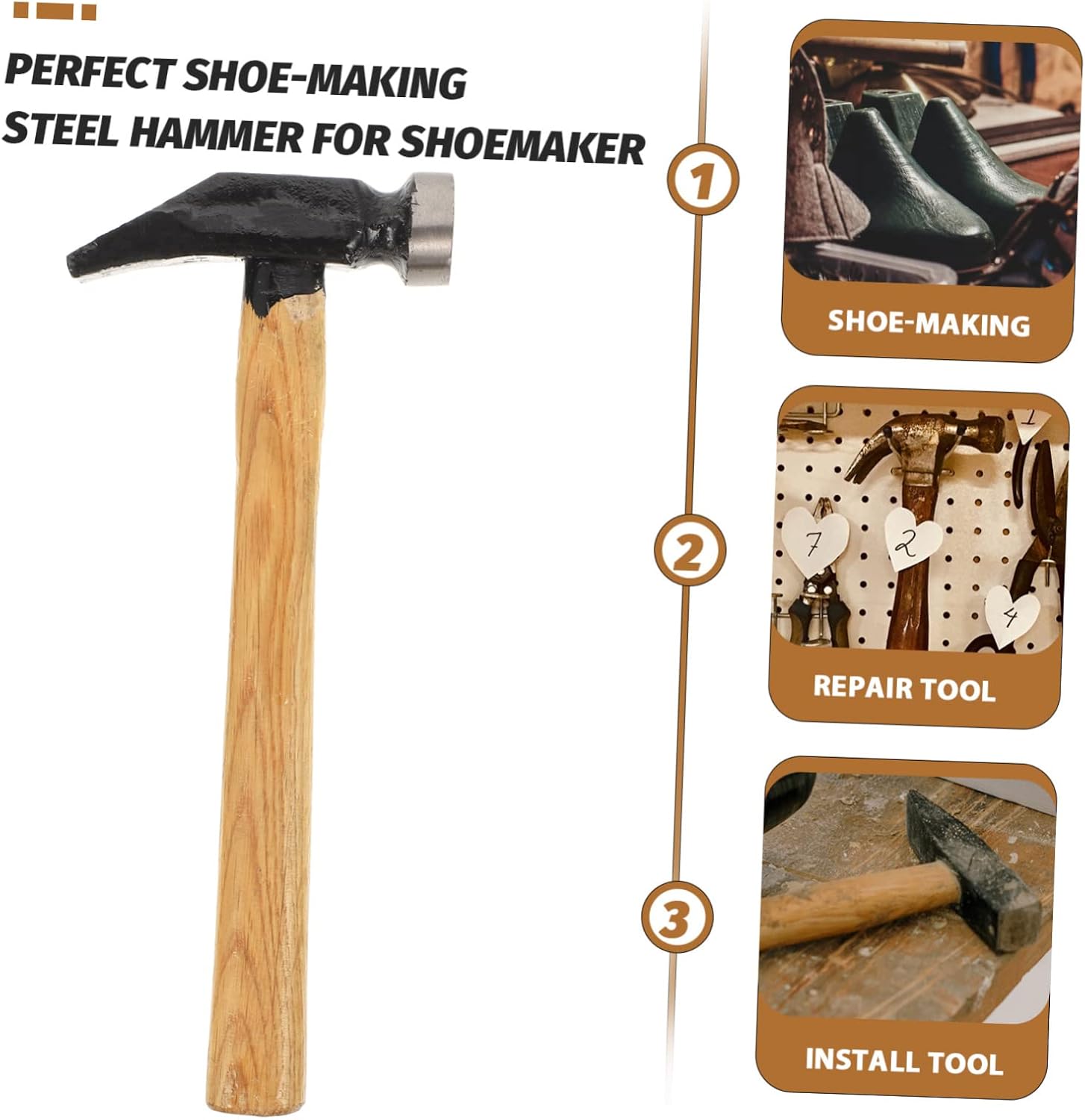 Handle Hammer for Shoe Repairing Multi-use Tack Tool with Lightweight Design for Easy Leather Work and Diy Projects