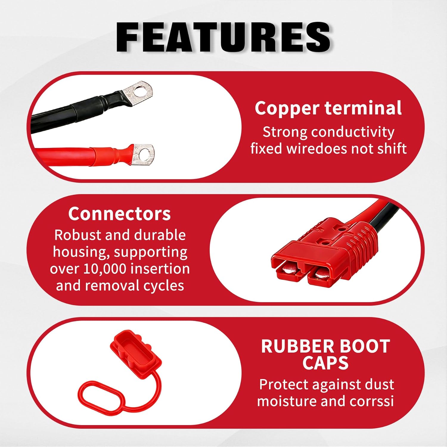 24FT Winch Wiring kit Quick Disconnect Winch Power Cable Quick Disconnect Cables 4 AWG Copper Wiring for Forklift Car Motor Tractor UTV & Off-Road Winches(6.7m Wiring)