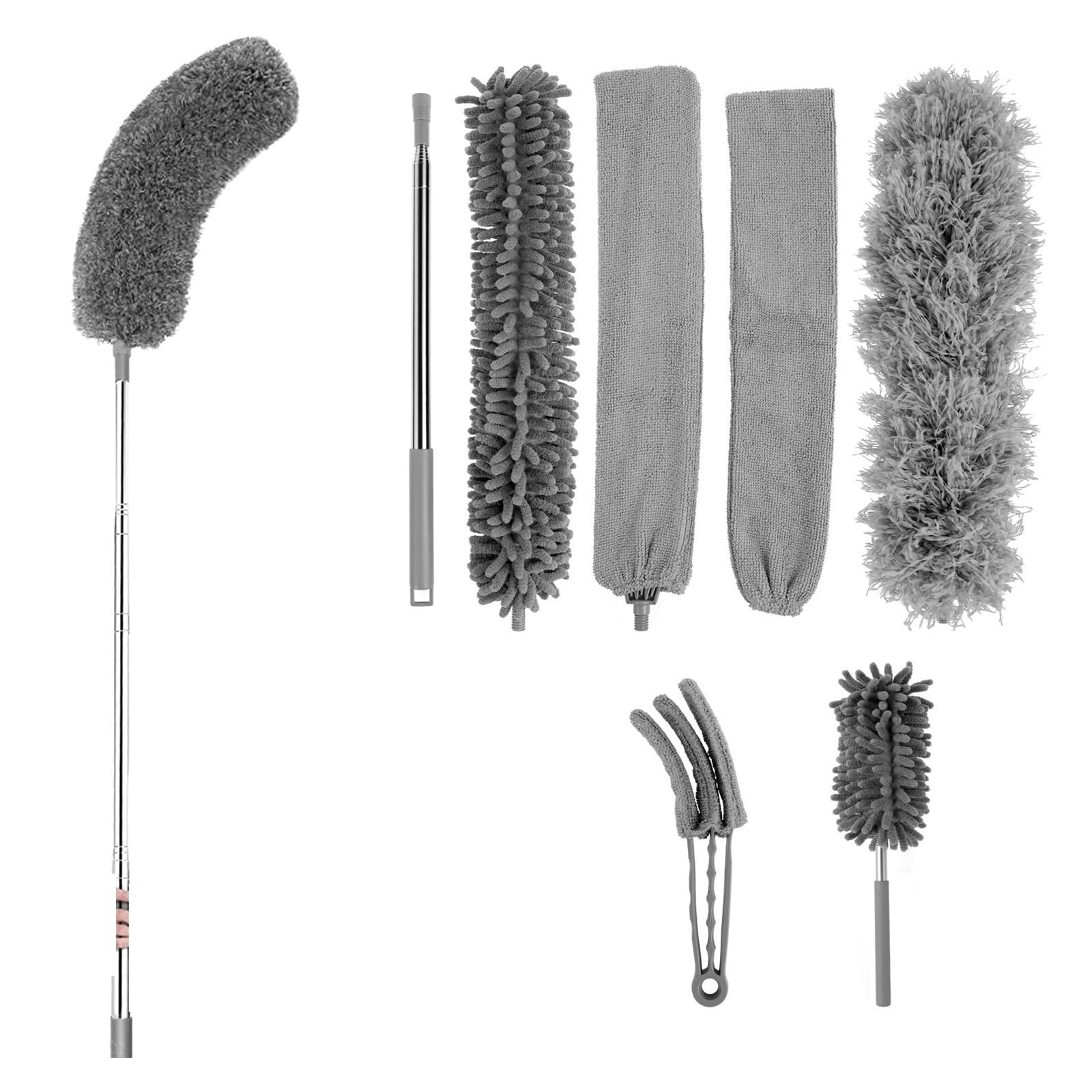 Juego de 7 cepillos telescópicos for polvo, mango largo, for limpiar el hueco de la cama, sofá, mopa for quitar el polvo, accesorio de limpieza del hogar