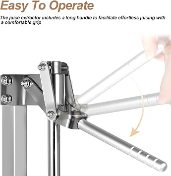 Stainless Steel Manual Lemon Squeezer Press, Heavy Duty Nut & Lemon Smasher Machine, Orange Citrus Fruit Juicer Crusher with Labor-Saving Handle & Suction Cups for Fruit Nut