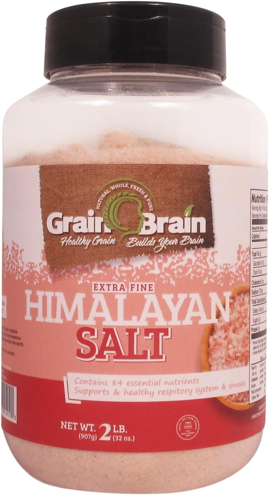 Grain Brain Pink Himalayan Salt (Extra Fine) 2 lb all natural salt