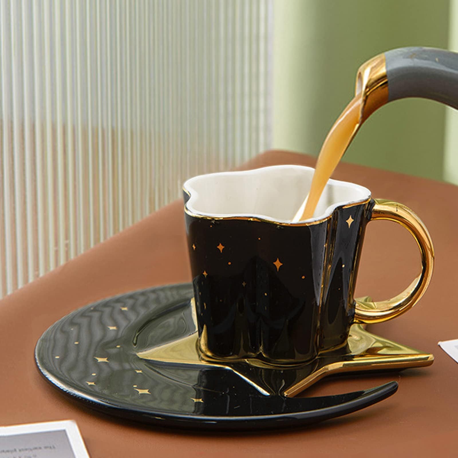 Amazon.com | 4.2 Ounce Irregular Ceramic Coffee Cup,Gold Plate
