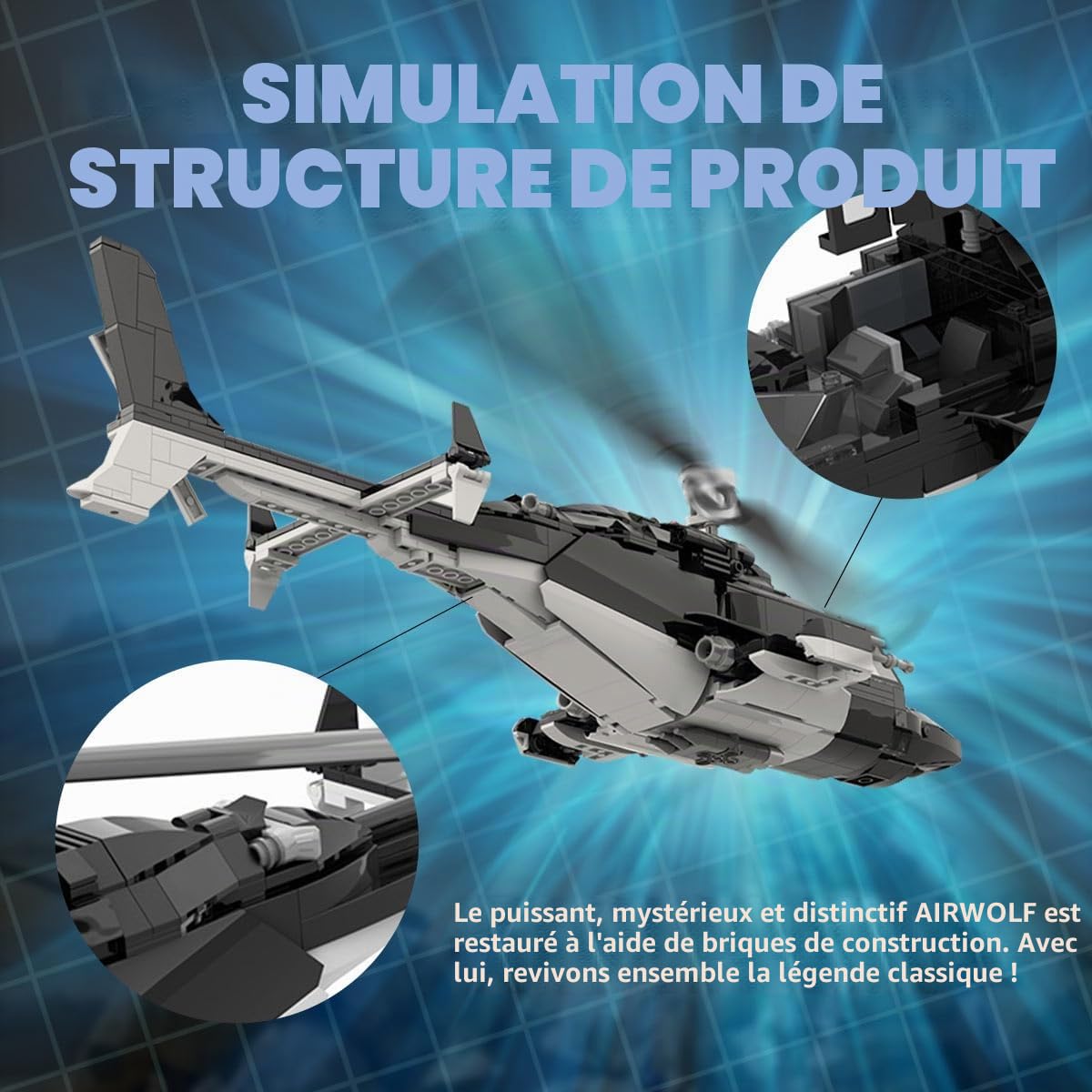 Air-worf Kit de construction d'hélicoptère, kit militaire, accessoire de maison ou objet de collection, jouet d'avion, cadeau pour enfants à partir de 12 ans, adultes et fans militaires