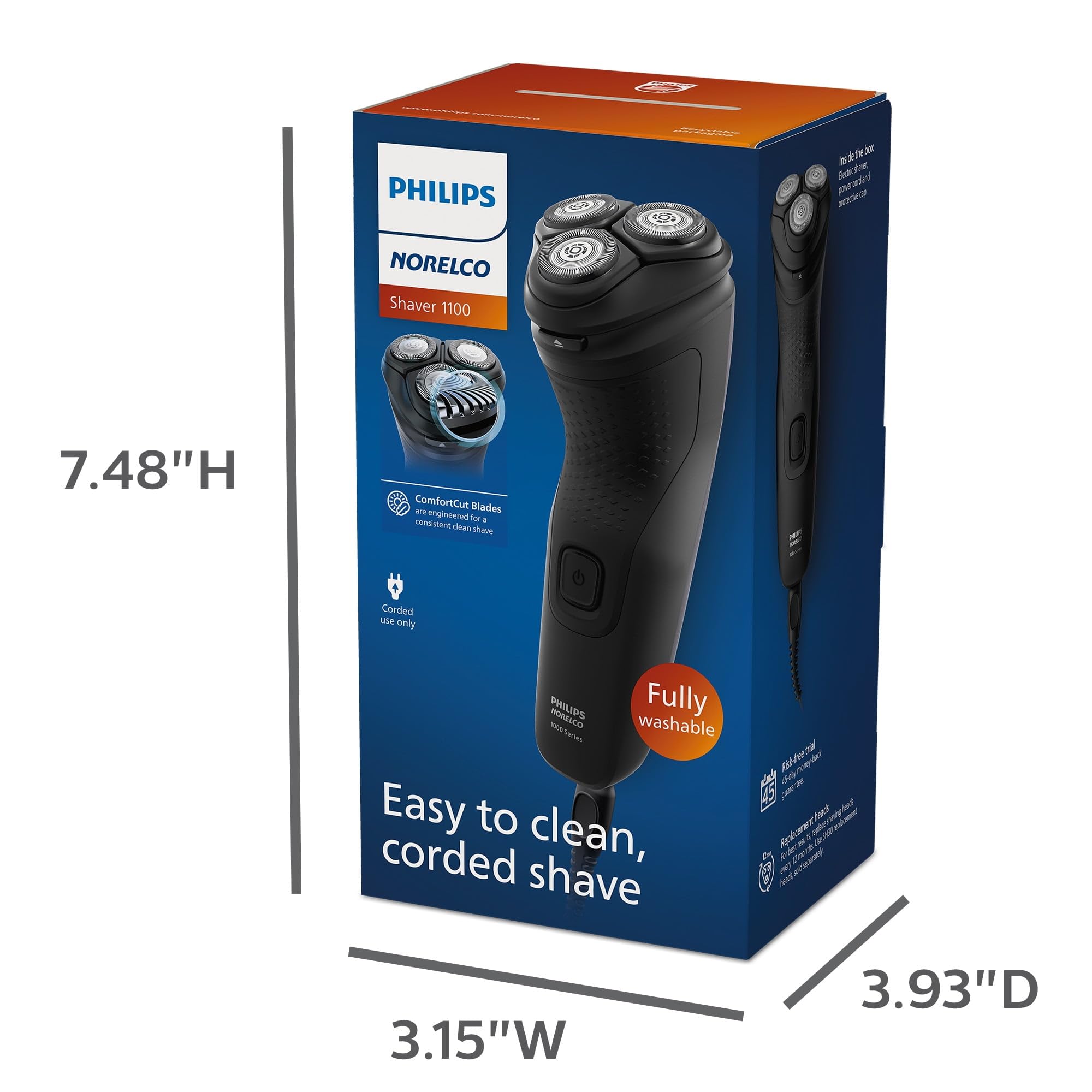 Shaver 1100 S1016/90(Corded Only) - 4D Flex Heads Move Independently in 4 Directions to Automatically Adjust to The Curves of Your Face, Neck and Jaw Line