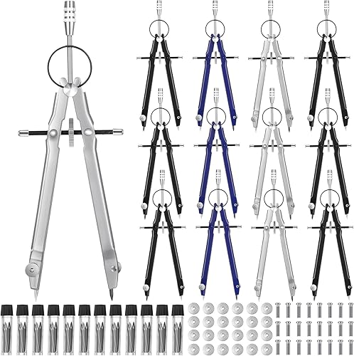 Zonon 30 brújulas para dibujo geométrico, brújula de metal con recambios adicionales y herramienta de dibujo circular para dibujo matemático,