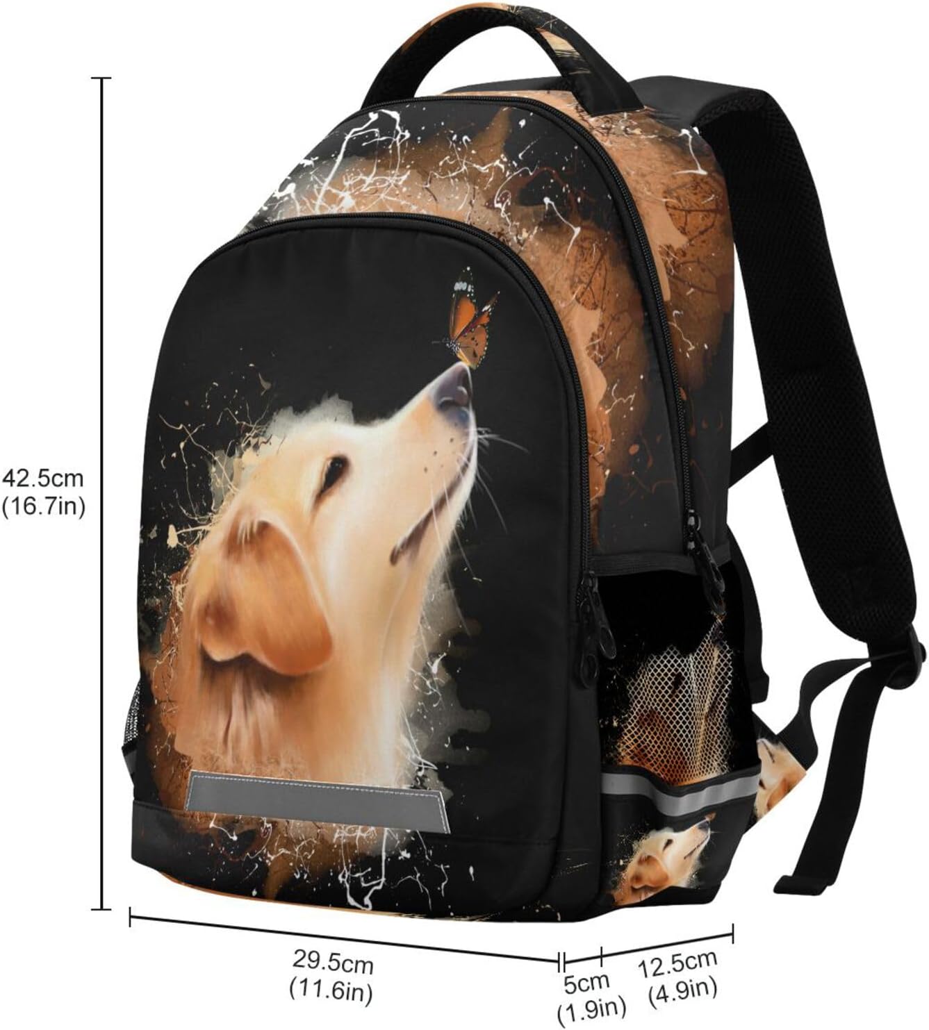 ALAZA Watercolor Golden Retriever Dog with Butterfly Animal Backpacks Travel Laptop Daypack School Book Bag for Men Women Teens Kids - Image 3