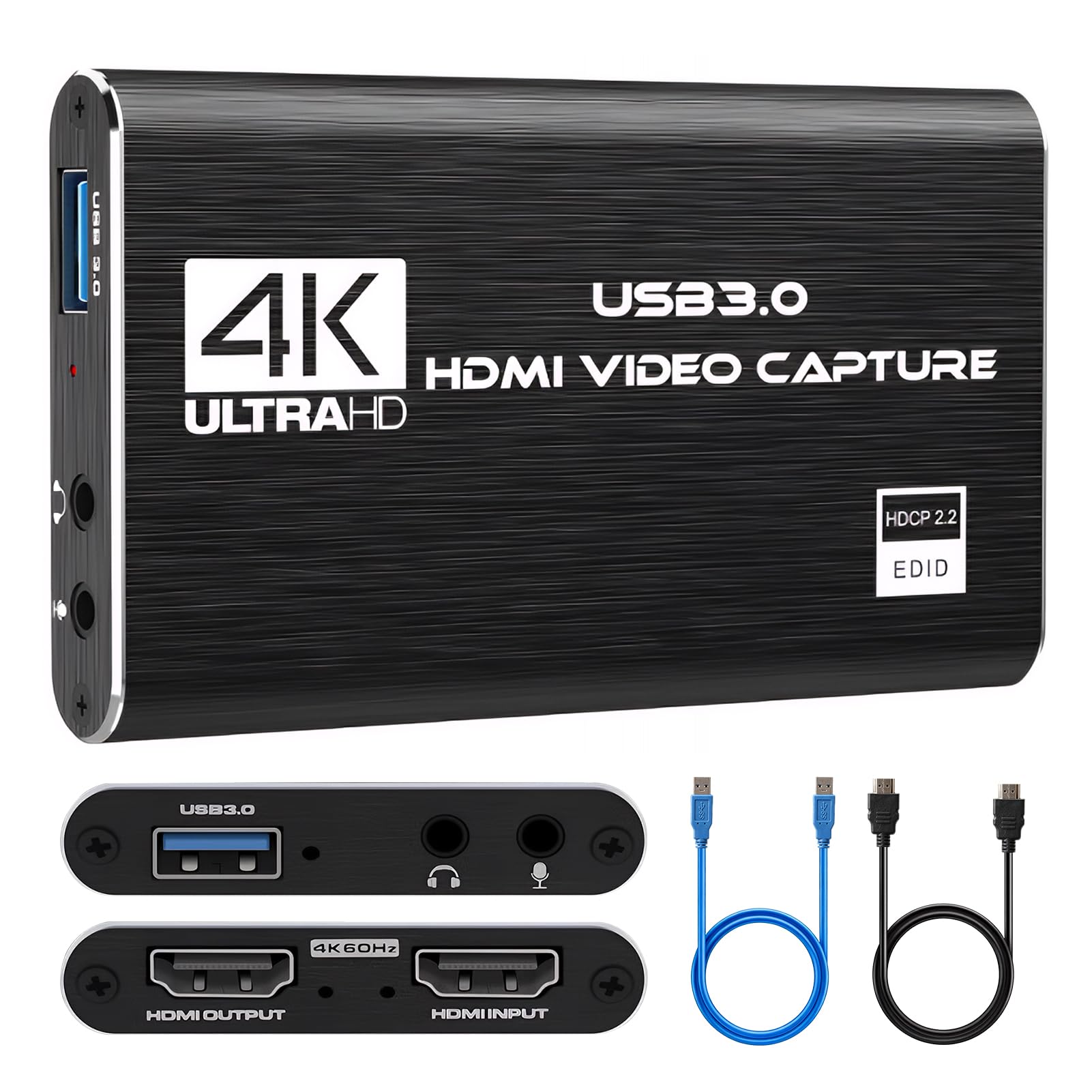 Catturatore Video Acquisizione Audio e Video USB 3.0 Scheda di Cattura 4K HDMI Loop-out 1080P 60FPS/2K 30FPS Cattura di Videogiochi per PS5/Switch/Fotocamera/PC/OBS/Xbox