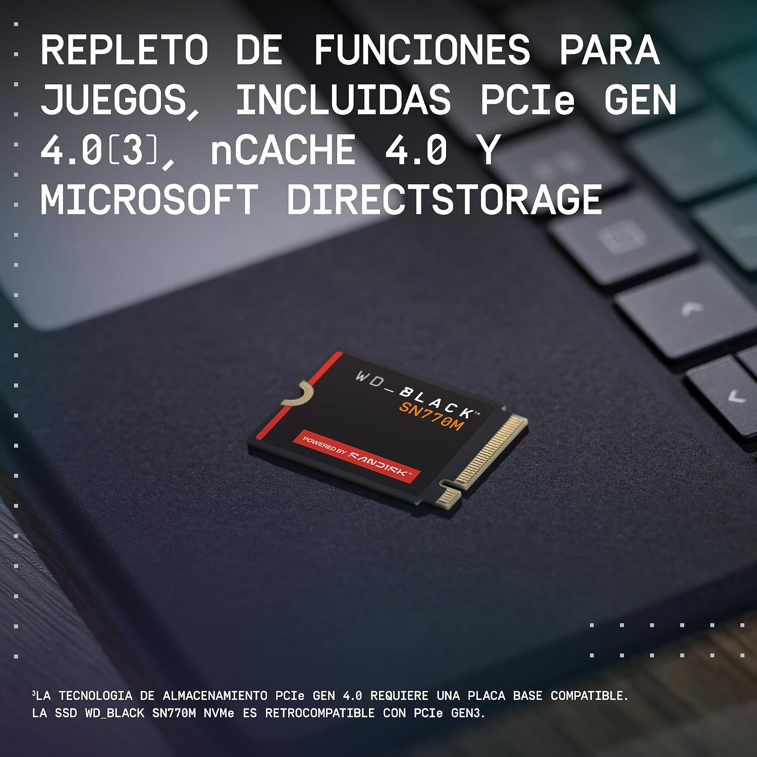 WD_BLACK SN770M NVMe SSD 1TB (Velocidades hasta 5150 MB/s, M.2 2230, PCIe Gen 4, para Asus ROG Ally, Steam Deck, Microsoft Surface para dispositivos de juego portátiles) POWERED BY SANDISK 8