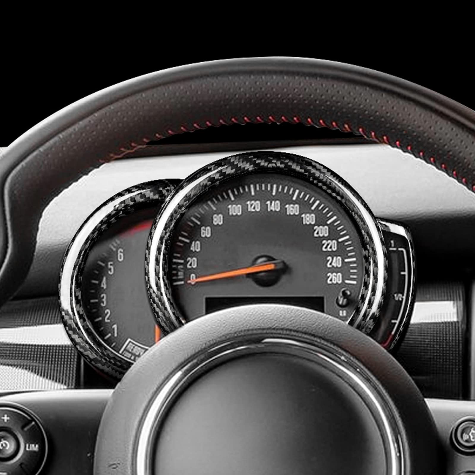 KUNGKIC Pegatina de fibra de carbono para el marco del velocímetro del coche para el Mini Cooper Clubman F54 F55 F56 F57 F60 Countryman Accesorios decorativos