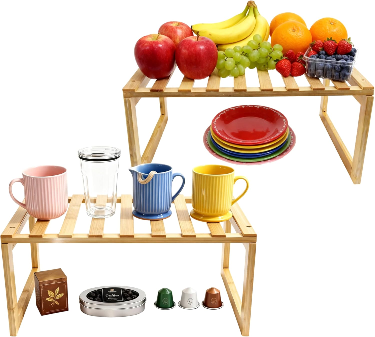 Bamboo Kitchen Cabinet Shelf for Organizing a Pantry, Versatile Storage Organizer for Countertop or Bathroom, 15.5 x 10 x 6.89 Inches