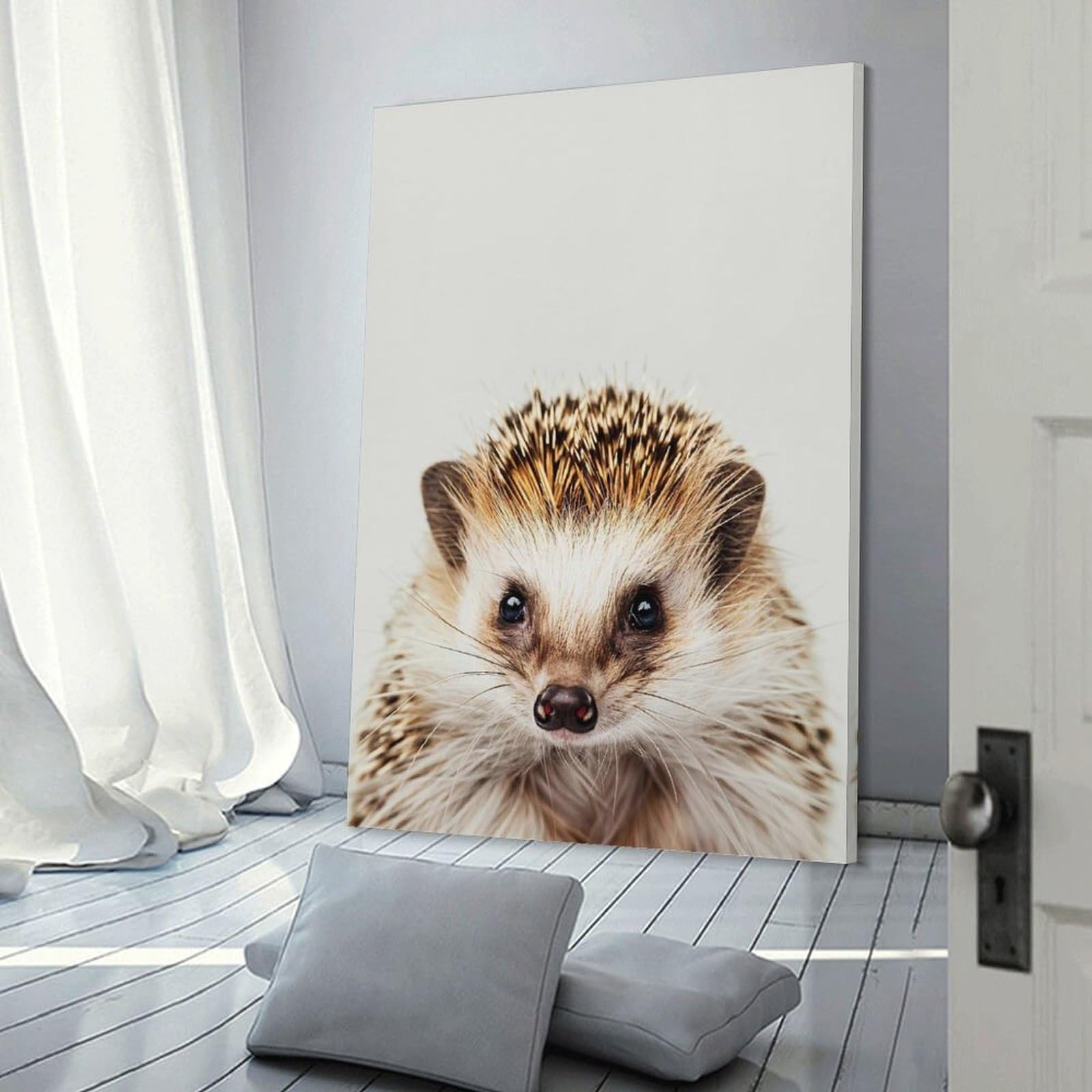 Junmoney Cute Baby Hedgehog Canvas Art Print 20x30inch(50x75cm), for Calm Bedrooms, Home Corners Or Flats, An Easy Wall Refresh for Bedrooms