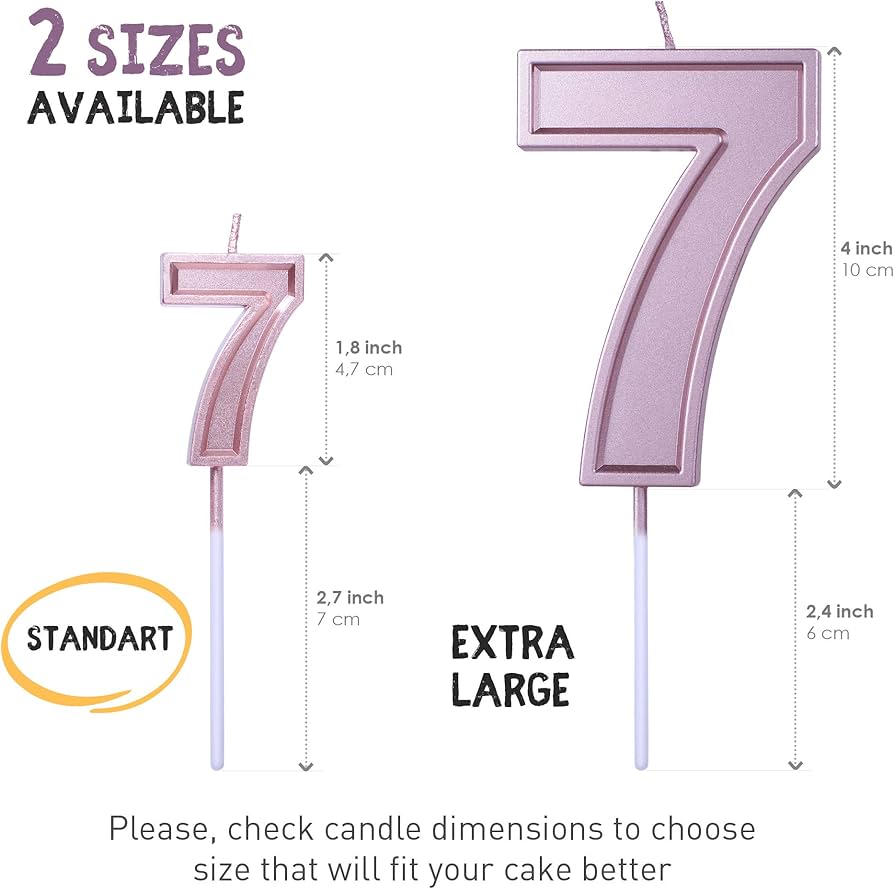 Amazon.com: GET FRESH Number 7 Birthday Candle – Rose Gold Number