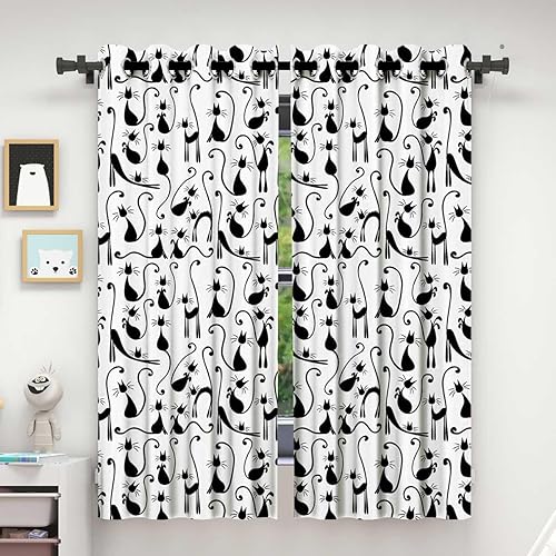 Cat Lover Decor Collection Cortina para Dividir Habitacion, cortinas de puerta con ojales para puertas que reducen la luz, 63 pulgadas de ancho por