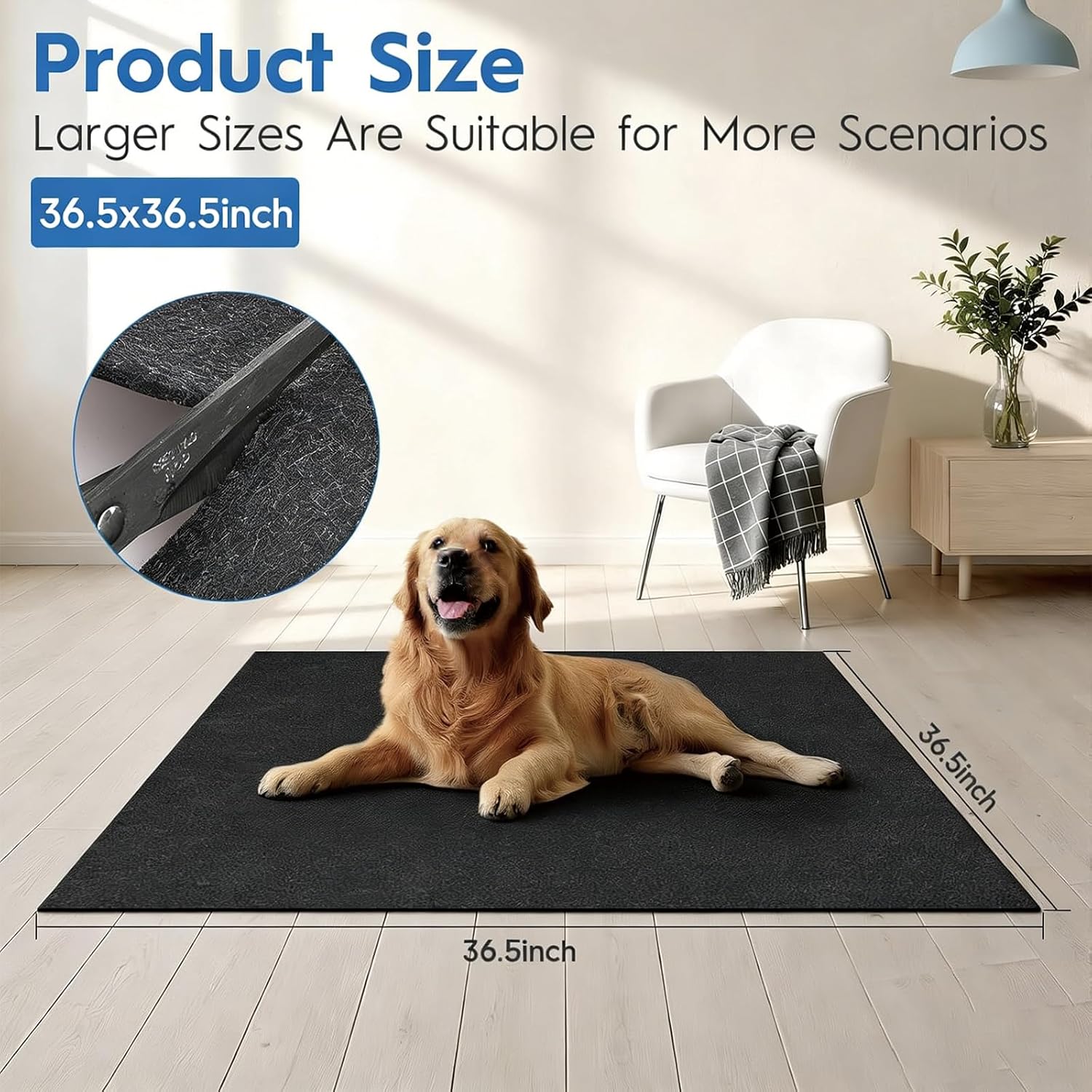 YOFANG Chew Proof Dog Crate Mat,36.5" X 36.5" Waterproof Non-Slip Under Dog Crate Kennel Mat Liner for Indoor Training,Reusable Absorbent Pee Pad,Easy to Cut for Multi-Scenario,Black