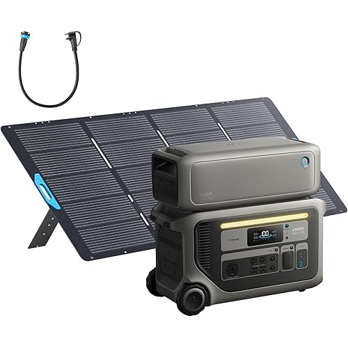 Anker SOLIX F3000 Portable Power Station and Expansion Battery with 400W Solar Panel，3,072Wh, 6,000W Recharging, Solar Generators for Home Use, For Power Outages, Camping, RVs, Emergencies