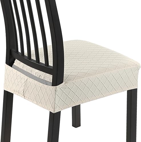 NIBESSER Juego de 6 fundas de asiento para sillas de comedor, elásticas, suaves, extraíbles y lavables, fundas de cojín para comedor, fundas de