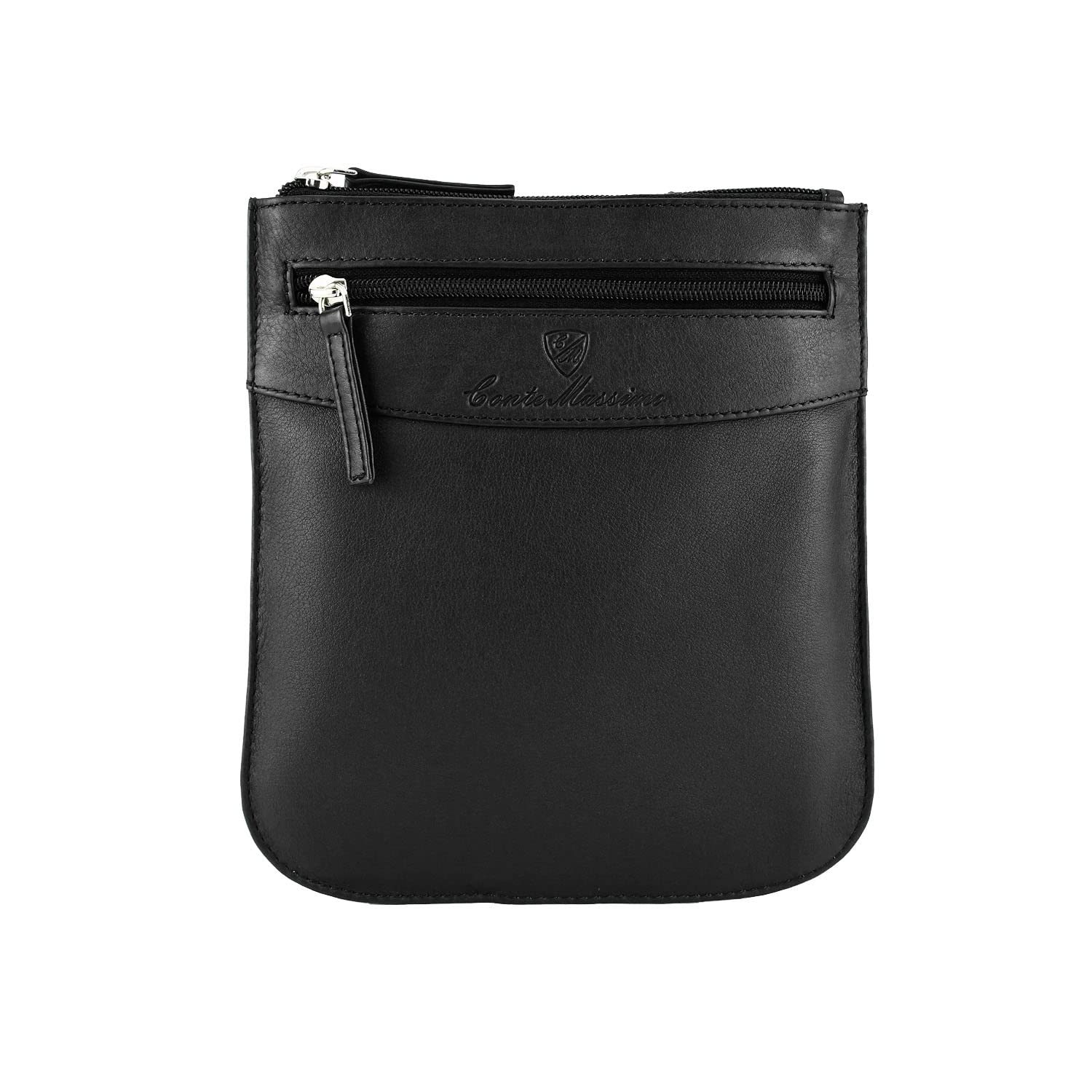 Conte Massimo - Bolso de Hombre de Piel Auténtica con Bandolera Ajustable y Múltiples Bolsillos