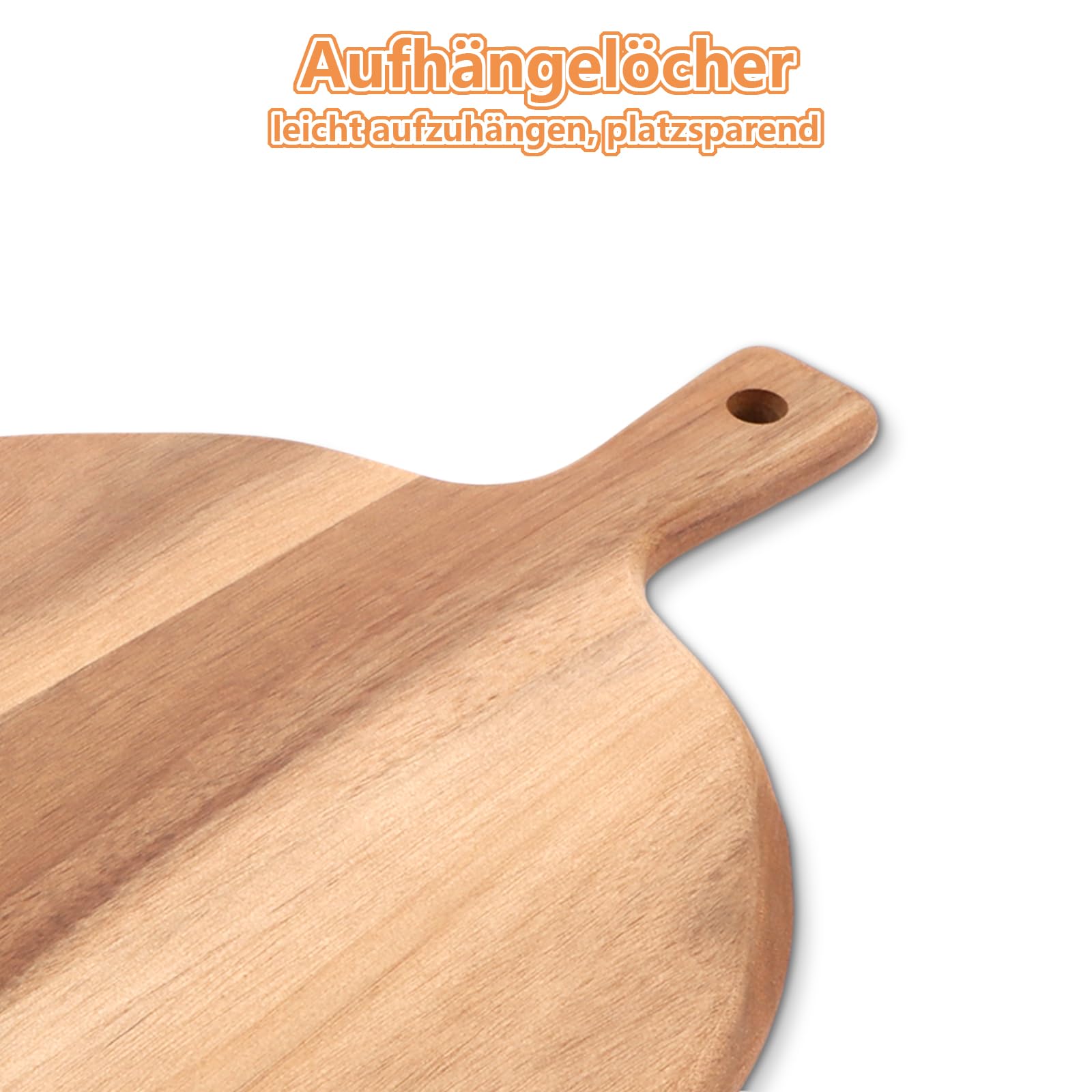Lot de 2 assiettes à pizza rondes de 30,5 cm - Planche à découper en bois avec poignée - Plaque à pizza - Planche à charcuterie au fromage - Assiettes en bois pour pizza, tartes flambées