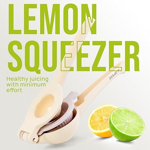 Miniatura 7 de Zulay Kitchen Exprimidor de limón 2 en 1 de metal, exprimidor de mano de extracción máxima resistente, exprimidor de limón que recibe hasta la