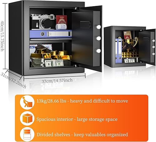 Miniatura 5 de WASJOYE Caja fuerte para gabinete de seguridad, caja fuerte para el hogar con teclado digital, cerradura de llave de seguridad, segura a prueba de
