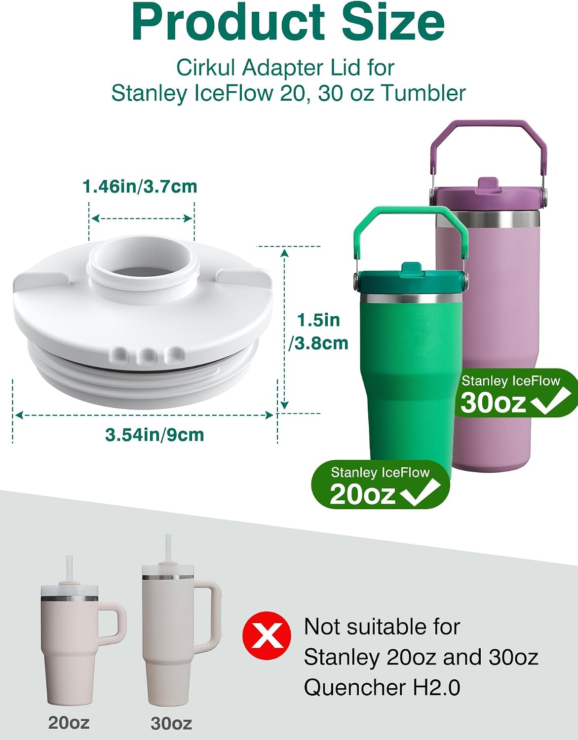Cirkul Adapter for Stanley IceFlow 20oz/30oz - Leak Proof Lid Converter to Use Cirkul Cartridges with Stanley IceFlow Tumbler, BPA Free Food-Grade Water Bottle Accessories image 2