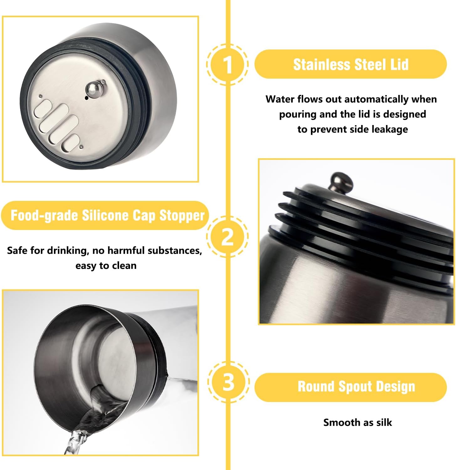 GLASKEY Glass Water Carafe with Lid,1200ml Glass Juice Pitcher with Stainless Steel Gravity Lid,Clear Water Pitcher for Ice Tea, Lemonade, Coffee,Juice Beverage,40 oz - Image 5