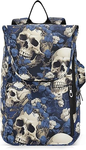 Raqueta de tenis de bádminton bolsas grandes resistentes de flores azules calaveras hippie 2 raquetas acolchadas bolsa de tenis bolsa de gimnasio
