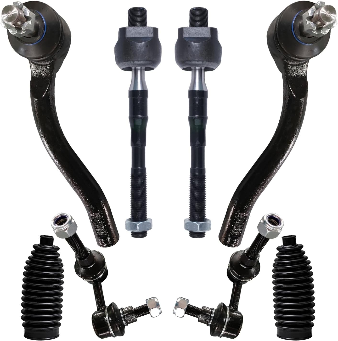 Detroit Axle - 8pc Front Suspension Kit for 2006-2010 INFINITI M45 M35, 2 Stabilizer Sway Bars 4 Inner and Outer Tie Rod Ends 2 Boots 2007 2008 2009 Replacement