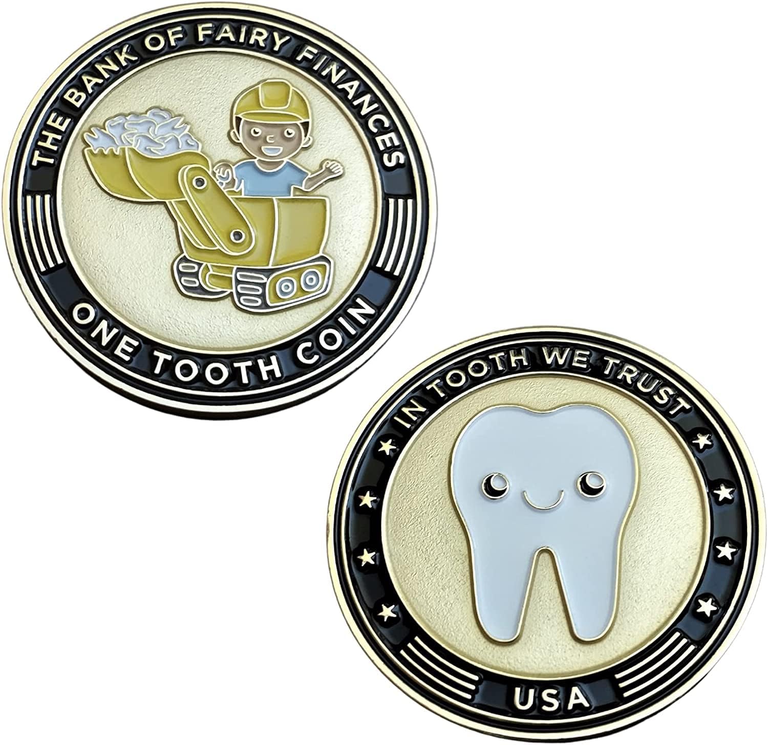 Dapper 360 Boys Gold Tooth Fairy Coin | Truck I Token | Digging Machine