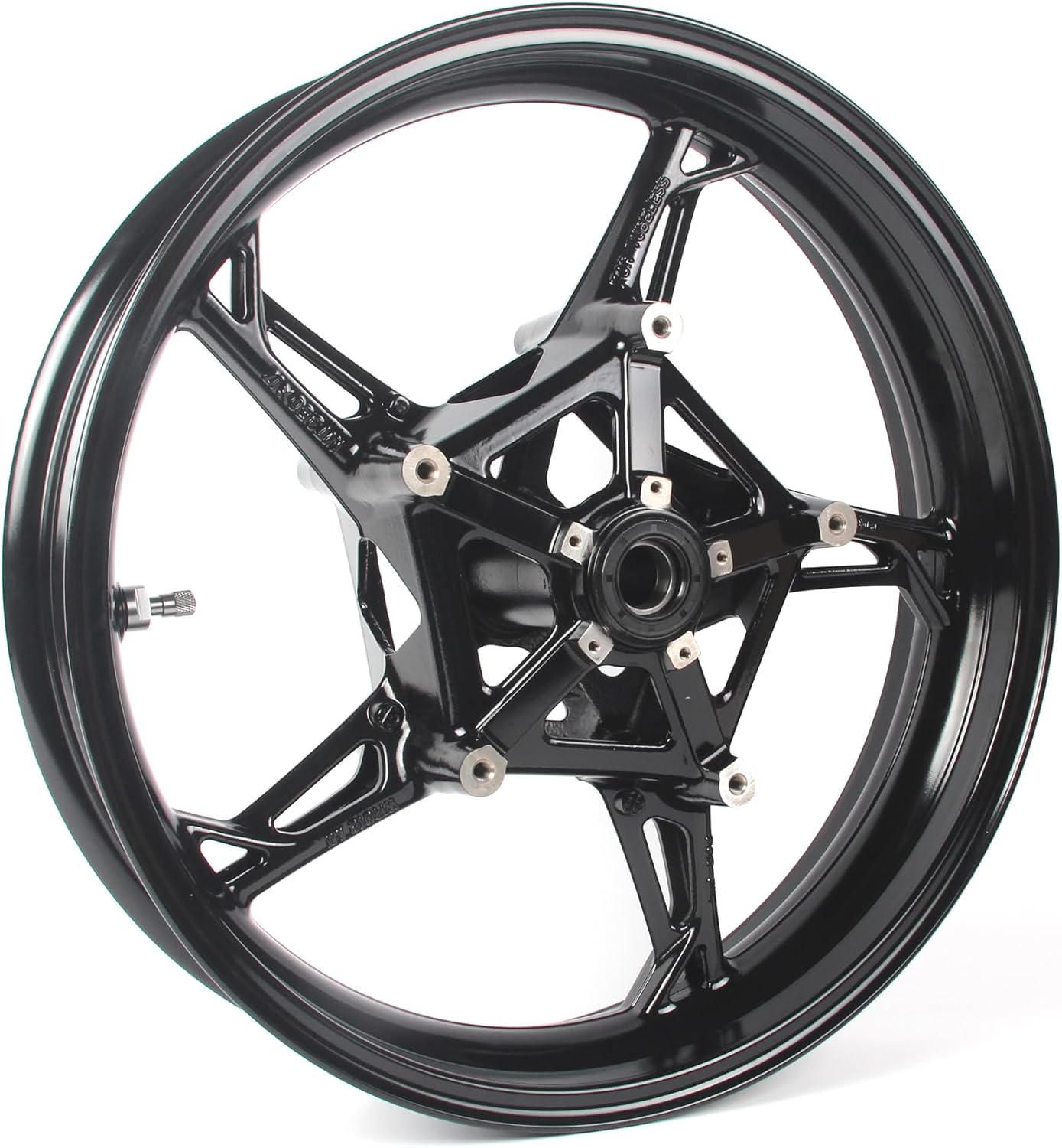 Gloss Black Front Wheel Rim Compatible with BMW S1000RR S1000R S1000XR 2019-2023 (Non-M Version), Bearing include, Motorcycle Replacement Accessories Parts