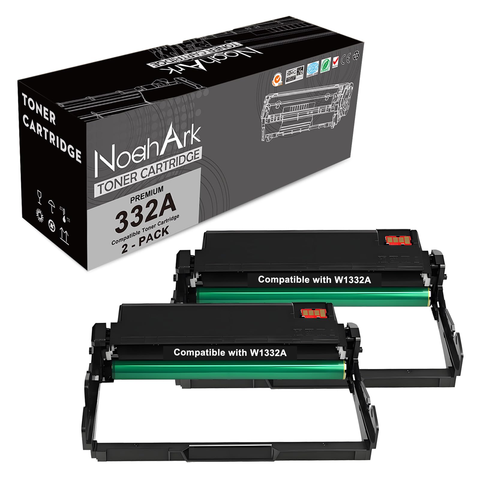 NoahArk Compatibile per 332A W1332A Unità tamburo per HP Laser 408dn HP Laser MFP 432fdn Stampante 30000 pagine (2 pacchetti)