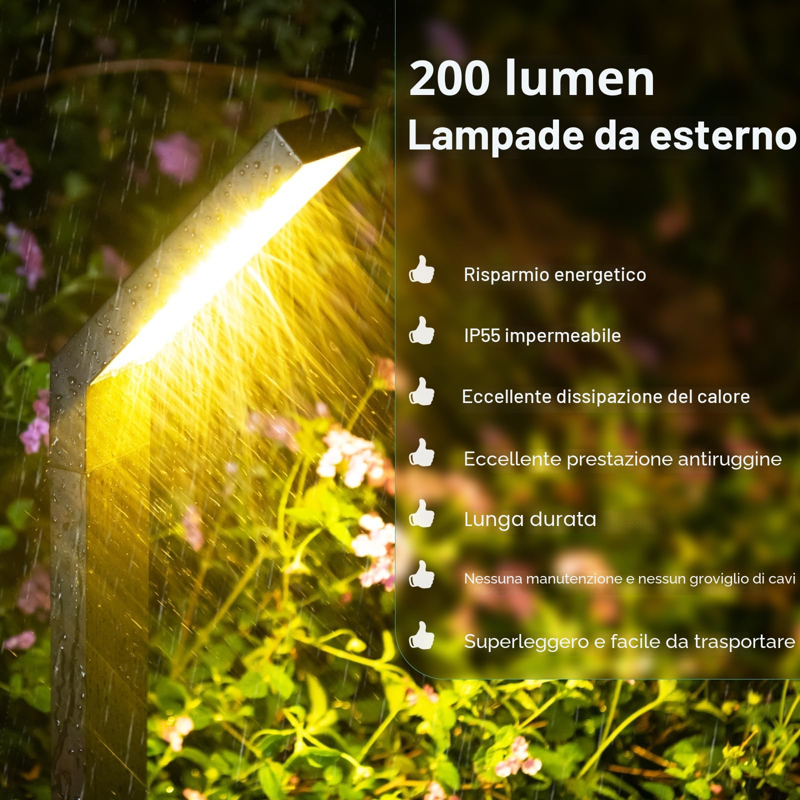 AGOTD Lampada solare per esterni da giardino, 4 pezzi di lampade solari con 3 modalità di illuminazione, illuminazione dei sentieri, IP55, impermeabile, lampada solare da giardino per giardino, ponte,
