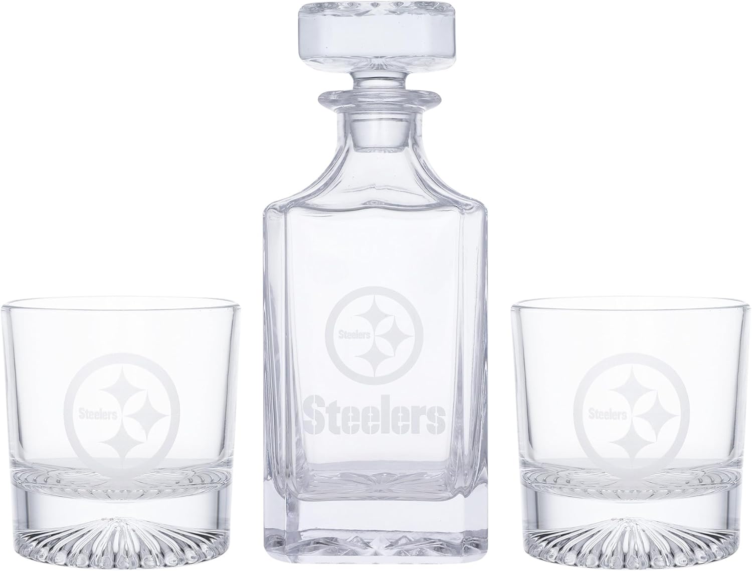 The Memory Company Pittsburgh Steelers Decanter & Two Rocks Glasses Set