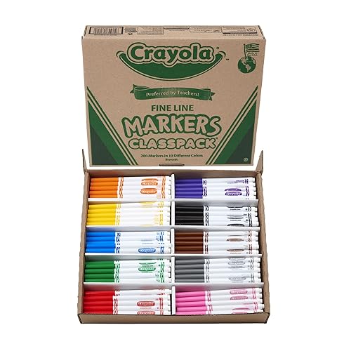Crayola Fine Line Markers Classpack (200ct), Markers for Kids, Teacher Classroom Must Have, Back to School, Bulk Markers For School - Fine Line
