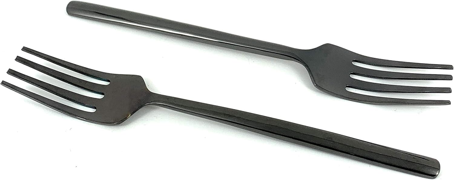 Vibhsa Salad Appetizer Forks Set of 6 Pieces (Stainless Steel, Black Glossy)