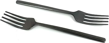 Vibhsa Salad Appetizer Forks Set of 6 Pieces Stainless Steel, Black Glossy
