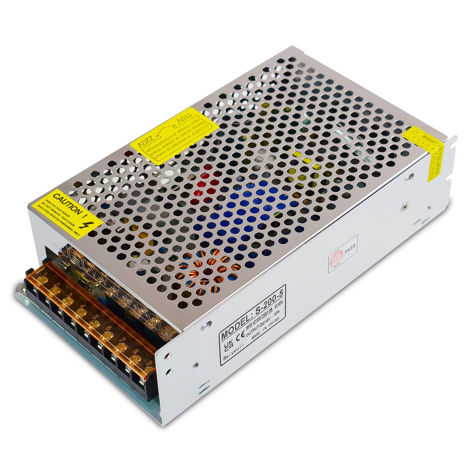 Fuente de Alimentación Conmutada 5V 40A 200W, Transformador AC 110/220V a DC 5V, Convertidor para Pantalla LED, Automatización Industrial y Monitorización
