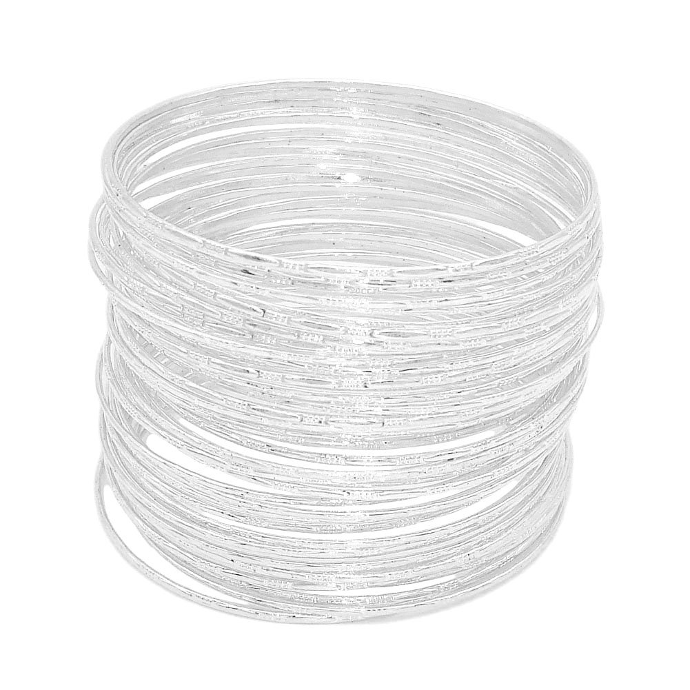 JSEA 50pcs Alloy Bracelet Bangles Set Indian Bangle Gold Silver Color Women