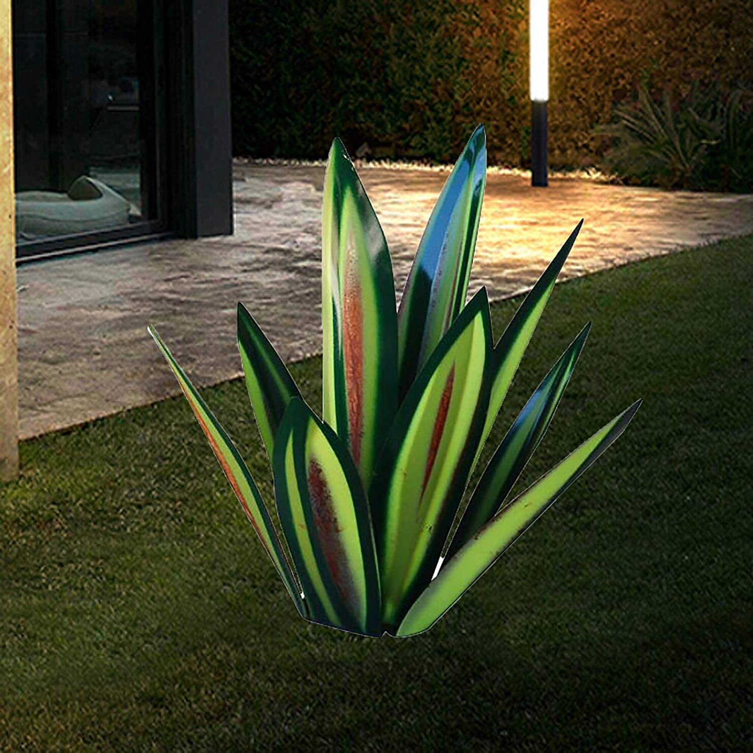Generico Scultura Rustica Tequila, pianta di Agave Rustica in Metallo Fai da Te da 35 cm per Esterni, Patio, Giardino, Cortile, Prato, Ornamenti, Statua Decorativa per Giardino, Oro (Verde)