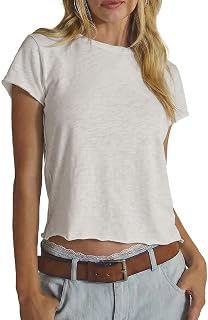 Womens Soft Basic Short Sleeve T-Shirt Summer Crewneck Lightweight Tee Slim Fit Trendy Tops