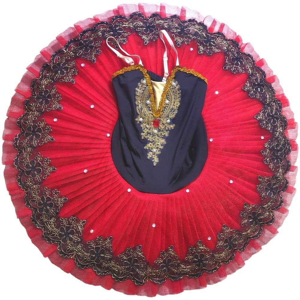 Ballett- Für Damen, Rot/schwarz, Schwanensee-ballettkostüm, Bestickt, Pailletten-, Tanzkleidung Für Mädchen