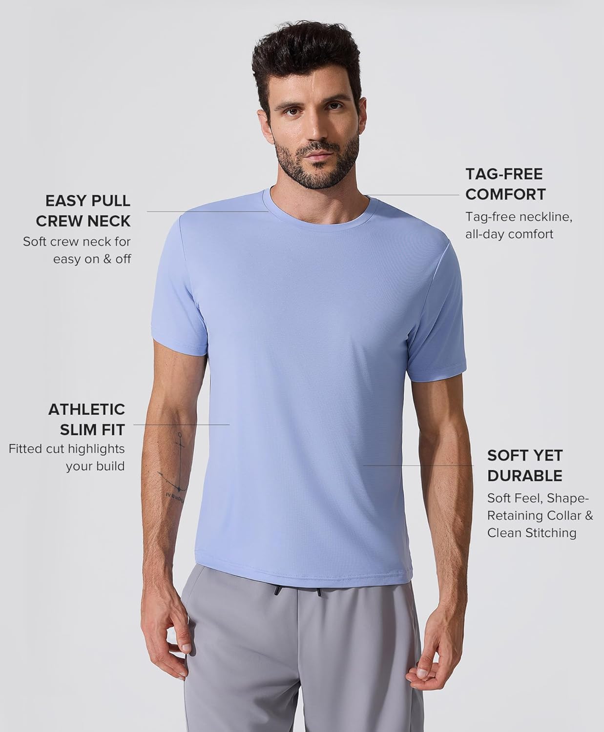BRXL Workout Shirts for Men Lightweight Moisture Wicking Crewneck Running Athletic T-Shirts Short Sleeve Gym Tops - Image 2