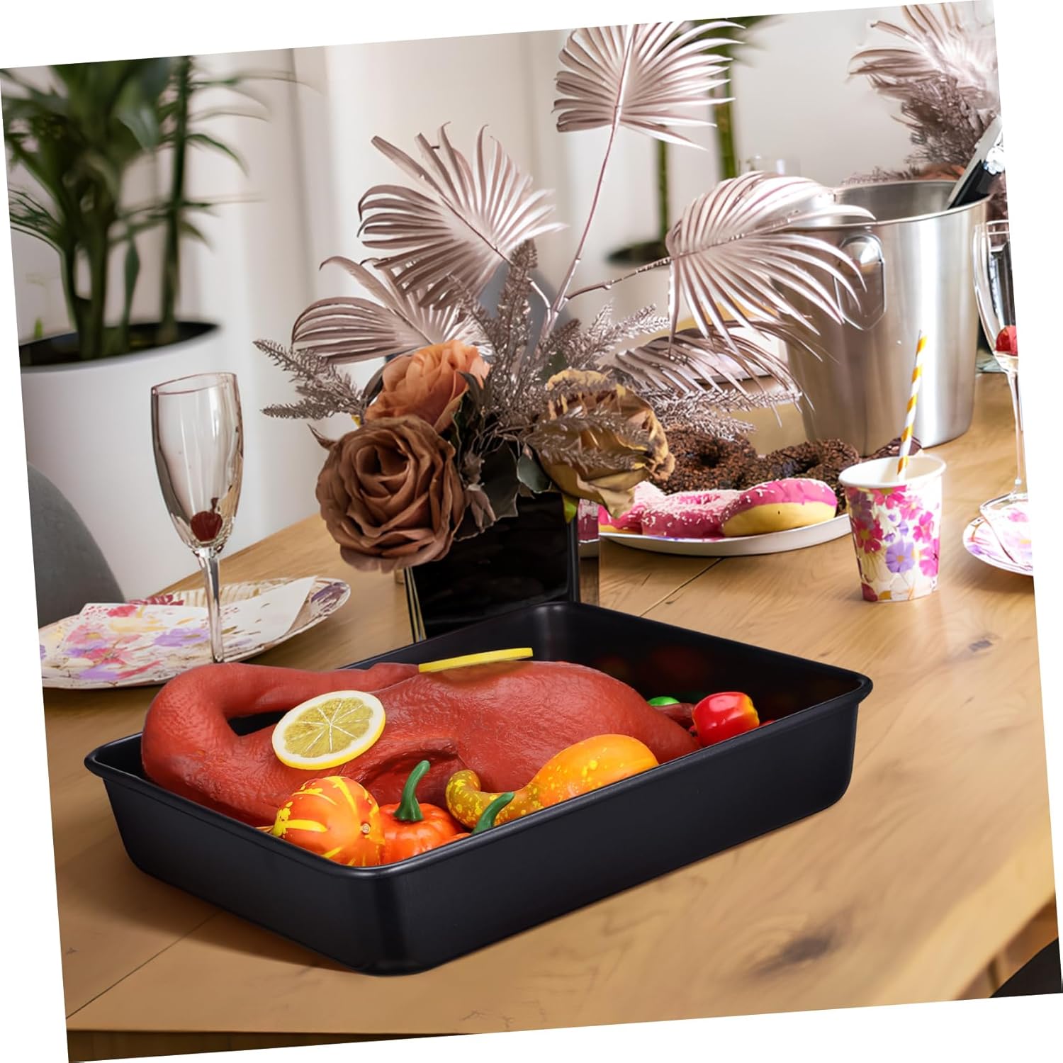 2-pc Set Stainless Steel Baking Pans Non-stick Oven Trays Toaster Oven Baking Sheets